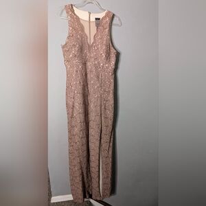 Night Way Collections Lace Sequin Dress Gown in Taupe/ Size 10